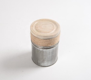 Low MOQ Factory Price Handmade Galvanized Iron Jar <b>With</b> Wooden <b>Lid</b> <b>Storage</b> <b>Box</b> Manufacturer Wholesaler - Product Image 2
