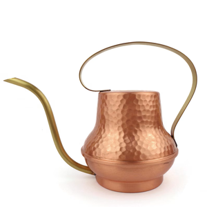 Shiny Copper Round Watering Can with Loop <b>Handle</b> and <b>Long</b> Narrow Spout <b>for</b> Home Plant Watering - Product Image 2