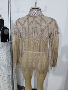 ชุดราตรีผ้าชีฟองปักมือประดับคริสตัลและพู่ห้อย ดีไซน์สวยหรู เหมาะสำหรับงานปาร์ตี้และคลับ ประดับด้วยลูกปัดวิบวับ หรูหรา - Product Image 3