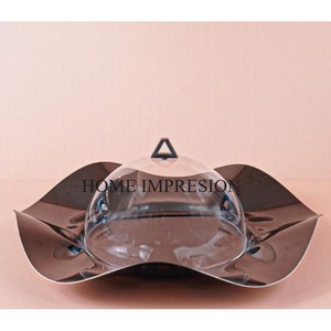 Platos de Metal de diferentes formas, plato para servir frutas con sombra de Color dorado, platos con cúpula de cristal para aperitivos, postres, frutas - Product Image 4