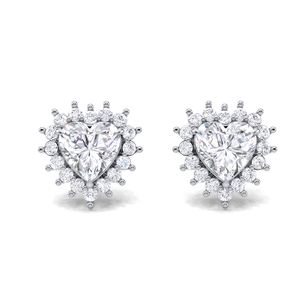 IGI Certified Lab Grown Diamond Heart Cut Double Halo Stud <b>Earrings</b> 9KT <b>Gold</b> Teardrop Diamond <b>Earrings</b> - Product Image 4