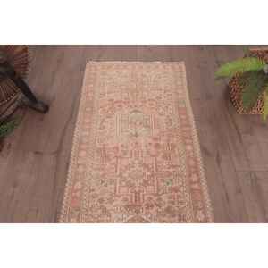 Alfombra de 2.6x9.1 pies, Alfombra Vintage, Alfombra Oriental Turca de Lana Rosa - Product Image 4