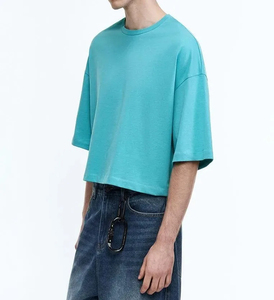 เสื้อยืดทรงโอเวอร์ไซส์สำหรับผู้ชาย ผ้าคอตตอนถักเนื้อแน่น ระบายอากาศได้ดี เหมาะสำหรับใส่ลำลองในฤดูร้อน แบบเรกูลาร์ฟิต - Product Image 2