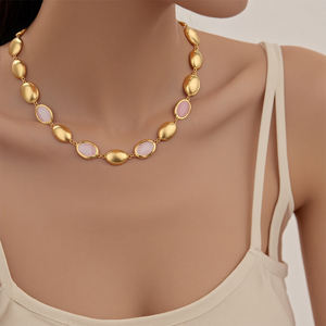 POP Kalung liontin hati Solid baja tahan karat wanita, perhiasan rantai Sweater tidak pudar tanpa alergi - Product Image 2