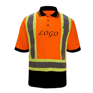Bandes réfléchissantes hommes polos de sécurité Logo personnalisé Patchwork Hi Viz vêtements de travail à manches courtes col contrasté T-shirts pour hommes - Product Image 5