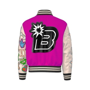 Hommes High Street Fashion Baseball Letterman Varsity Jacket Marque personnalisée Rouge Blanc Manches Prix de gros Saison d'hiver - Product Image 5