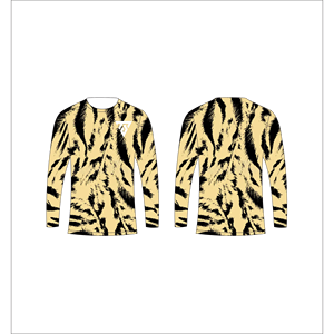 Camiseta de manga larga Trackstar para hombre, con estampado abstracto de ondas y rayas de tigre en amarillo y negro, sublimación personalizada, OEM, marca privada TSI-G05-P0812 - Product Image 1