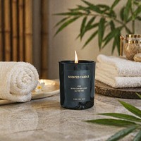 Pot à bougie vide de luxe noir mat avec boîte, 4 oz, 8 oz, 10 oz, 12 oz, 14 oz, pot à bougie noir avec couvercle et emballage cadeau
