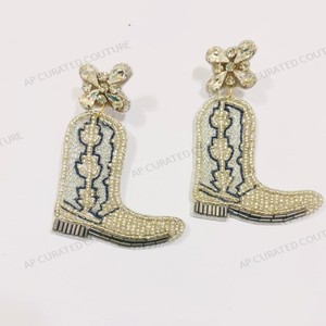 Exportateur indien de bottes de cow-boy graine perlée vente chaude luxe Vintage Style verre perlé mode bijoux boucles d'oreilles - Product Image 2