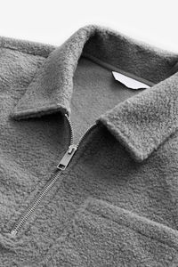 Fermeture éclair polaire veste plaine vêtements d'extérieur chauds col montant veste zippée complète adulte plaine noir hommes polaire vestes - Product Image 4