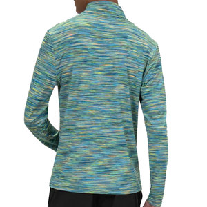 Venta al por mayor OEM: Camiseta de gimnasio de manga larga con media cremallera para hombre, 100% algodón, transpirable, para entrenamiento de invierno, teñido liso, de alta calidad. - Product Image 3