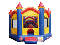 Structure gonflable hexagonale avec toboggan, aire de jeux sportive combinée, piste de jeu, château de saut extérieur décoratif, pour événements et fêtes foraines