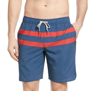 Shorts de bain pour hommes Bleu ardoise Triple rayure horizontale UPF 50 Plus Protection solaire Séchage rapide Shorts en polyester/coton écologiques - Product Image 2