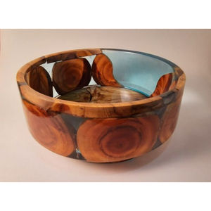 Bol à mélanger en bois acrylique de taille moyenne élégant de haute qualité finition à la main pour la cuisine à manger préparation des aliments plat léger - Product Image 4