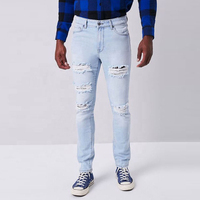 Vente en gros 2024 – Jean droit déchiré pour homme, éco-responsable, taille mi-haute, coupe droite, denim extensible, style urbain