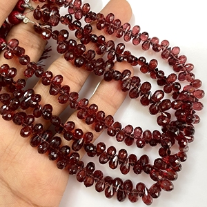 <b>Red</b> Garnet Faceted Drop Shape Briolette <b>Beads</b>, Natural Gemstone Tear Drops, Wholesale <b>Beads</b> For Jewelry - Product Image 2