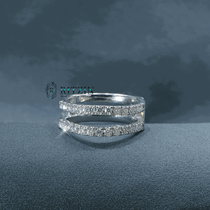 Anillo de boda de media eternidad con diamantes de corte redondo para mujer - Product Image 2