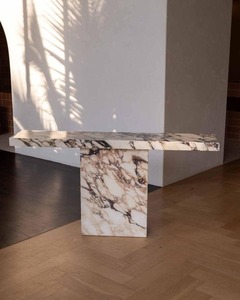 Elegante mesa de consola de mármol para viola Calacatta, lujosa mesa de acento de entrada de piedra Natural para sala de estar, pasillo, decoración moderna - Product Image 3