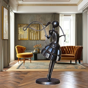 Recién llegado, artesanías de escritorio, escultura de chica de estilo moderno, estatua de Metal hecha a mano decorativa para el hogar - Product Image 2