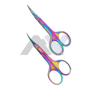 Ciseaux à sourcils et à ongles professionnels en acier inoxydable, revêtement en titane coloré, précision et étiquette privée - Product Image 1