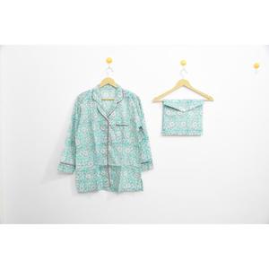 Ensemble de pyjama en coton floral léger - Vêtement de nuit imprimé à la main pour femmes - Prix de gros - Product Image 1