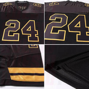 Custom Black Black <b>Gold</b> <b>Mesh</b> Authentic Football Jersey Breathable Performance Team Personalized Breathable Plus Size Jersey - Product Image 3