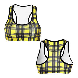 Soutien-gorge de sport confortable pour femmes, soutien moyen, en spandex/polyester sublimé, pour les séances de sport, le yoga, la course à pied, vêtements de sport élégants. - Product Image 1