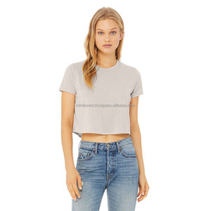 Bella Canvas 8882 WOMEN'S FLOWY CROPPED TEE Heather 90% Airlume Combed and Ringspun Cotton 10% Polyester Breathable Tee - Product Image 4