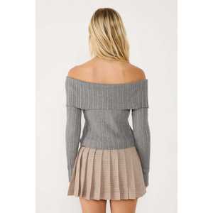 Haut en tricot crocheté décontracté à col ouvert et nœud, en viscose/polyester - Product Image 5