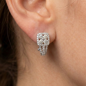 KING O KING Boucles d'oreilles créoles classiques et fiables en or blanc massif 18 carats de haute qualité pour femme, avec diamant taille brillant 1,05 carat, pour mariage et soirée - Product Image 4