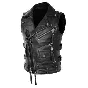 OEM Custom Design Mens High Quality Leather <b>Vest</b> Windproof & Waterproof Outerwear Vintage Brown Men 100% Genuine Leather <b>Vest</b> - Product Image 6