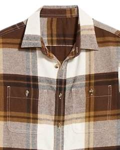 Camisa a cuadros personalizada para hombre, color marrón beige, manga larga, informal, de franela, suave, de algodón, para invierno, venta al por mayor - Product Image 4