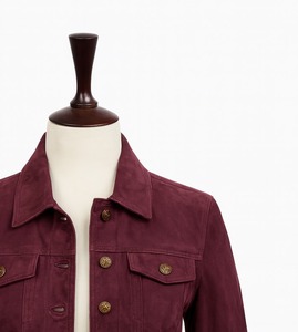 Veste de motard vintage pour homme Jeanne en daim de chèvre Berry avec fermeture éclair, col montant, vêtement d'extérieur décontracté, look classique - Product Image 4