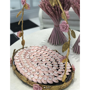 Bol à chocolat en métal argenté de qualité supérieure avec support en bambou doré Affichage de chocolat moderne écologique pour les mariages et les événements - Product Image 4