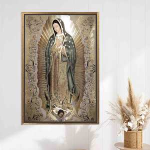Sacred Virgin of Guadalupe Printed <b>Canvas</b>: Elegant Catholic Home Decor Art,GOLD <b>FRAMED</b> <b>CANVAS</b> - Product Image 1