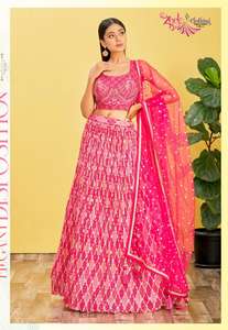 Mandakini Lehenga Choli de seda, el mejor proveedor al por mayor, conjunto de ropa de organza india y pakistaní - Product Image 2