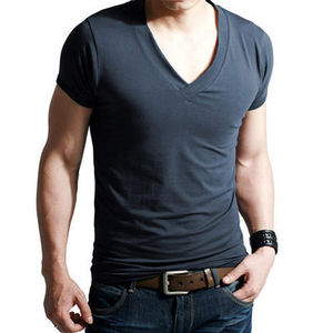 Wholesale <b>Mens</b> V Neck T <b>Shirts</b> New Arrival Short Sleeve High Quality Plain Blank Tee Custom Design 100% Cotton Knitted - Product Image 2