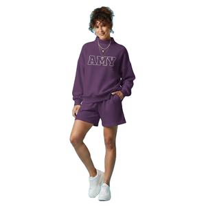 Conjunto de Pantalones Cortos hasta la Rodilla con Cuello Alto para Mujer, Mezcla de Poliéster/Algodón, Ecológico, Transpirable, Corte Holgado, Ropa Urbana de Invierno, Felpa, 2 Piezas - Product Image 1