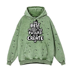 Men's Acid Wash Hoodies Plus Size Front Pocket Pullover Heavy Weight Adult Men Acid Wash Hoodie <b>Screen</b> Printed Logo - Product Image 4