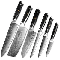 Coffrets de couteaux de chef professionnels en acier inoxydable Damas forgé à la main avec manche en résine, modèle SMK DKK-07