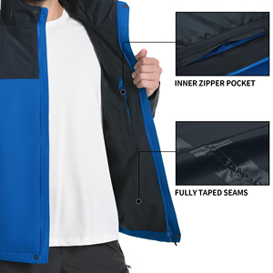 Veste d'extérieur coupe-vent longue pour hommes imperméable respirant matériau tricoté à trois épreuves fermeture éclair solide veste de randonnée chaude imperméable - Product Image 6