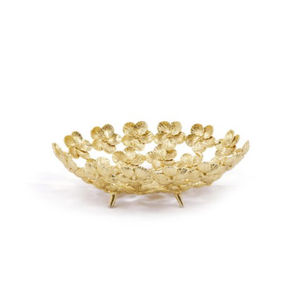 Décor à la maison Table à manger vaisselle écrou plat bol de service design fantaisie finition en métal doré bol de service avec base de branche florale en vente - Product Image 5