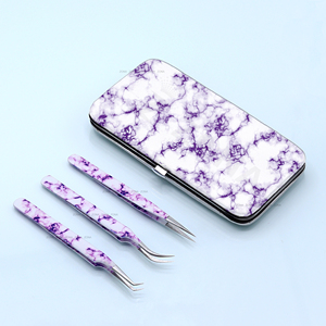 Ensemble de 3 pinces à épiler pour extensions de cils avec embouts en fibre pour ventilateurs de maquillage. - Product Image 2