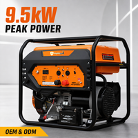 Générateur à essence à refroidissement par air, châssis ouvert, 9 kW nominaux, 9500 W maximum, réservoir de 50 L, démarrage par lanceur, pour situations d'urgence et chantiers