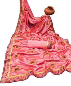 Auto Designer Party Wear et mariage broderie travail Saree prix le plus bas marché Surat Gujarat vêtement ethnique - Product Image 1