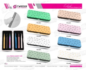 Pinzas para Pestañas de Acero Inoxidable con Logotipo Personalizado, Estuche Magnético, Punta Blanca Dorada, Venta al Por Mayor - Product Image 6
