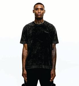 Camiseta clásica negra de gran tamaño para hombre: Jersey de algodón 100%, peso medio, cuello acanalado, manga corta - Product Image 1