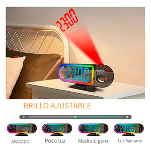 Réveil numérique projecteur LED RGB multicolore - Chambre à coucher moderne - Contrôle tactile - Alimentation CA - Product Image 6