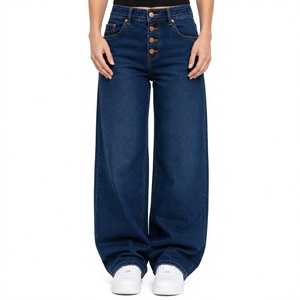 Jeans de Mezclilla para Mujer al por Mayor, con Logotipo Personalizado, Cintura Alta, Ajustados, de Pierna Recta, de Pierna Ancha, Pantalones Casuales, Jeans de Algodón Elástico Premium - Product Image 1