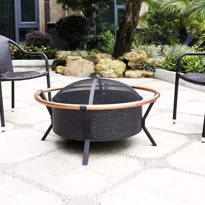 Patio iron <b>fire</b> pit with spark <b>guard</b> screen suitable for safe evening gatherings with family friends outdoor relaxation - Product Image 3